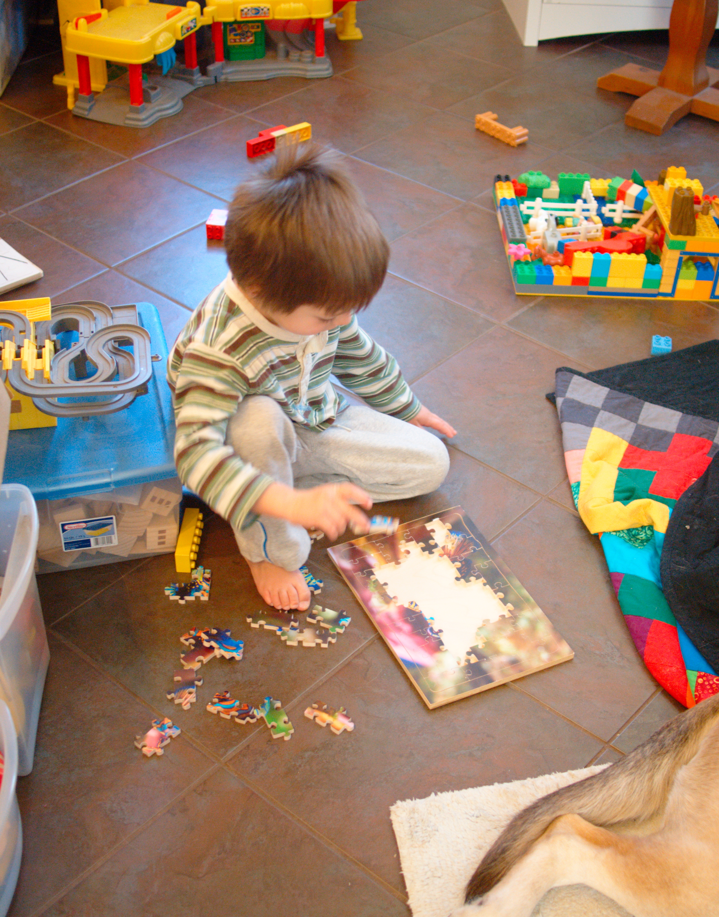 George works on the fish puzzle